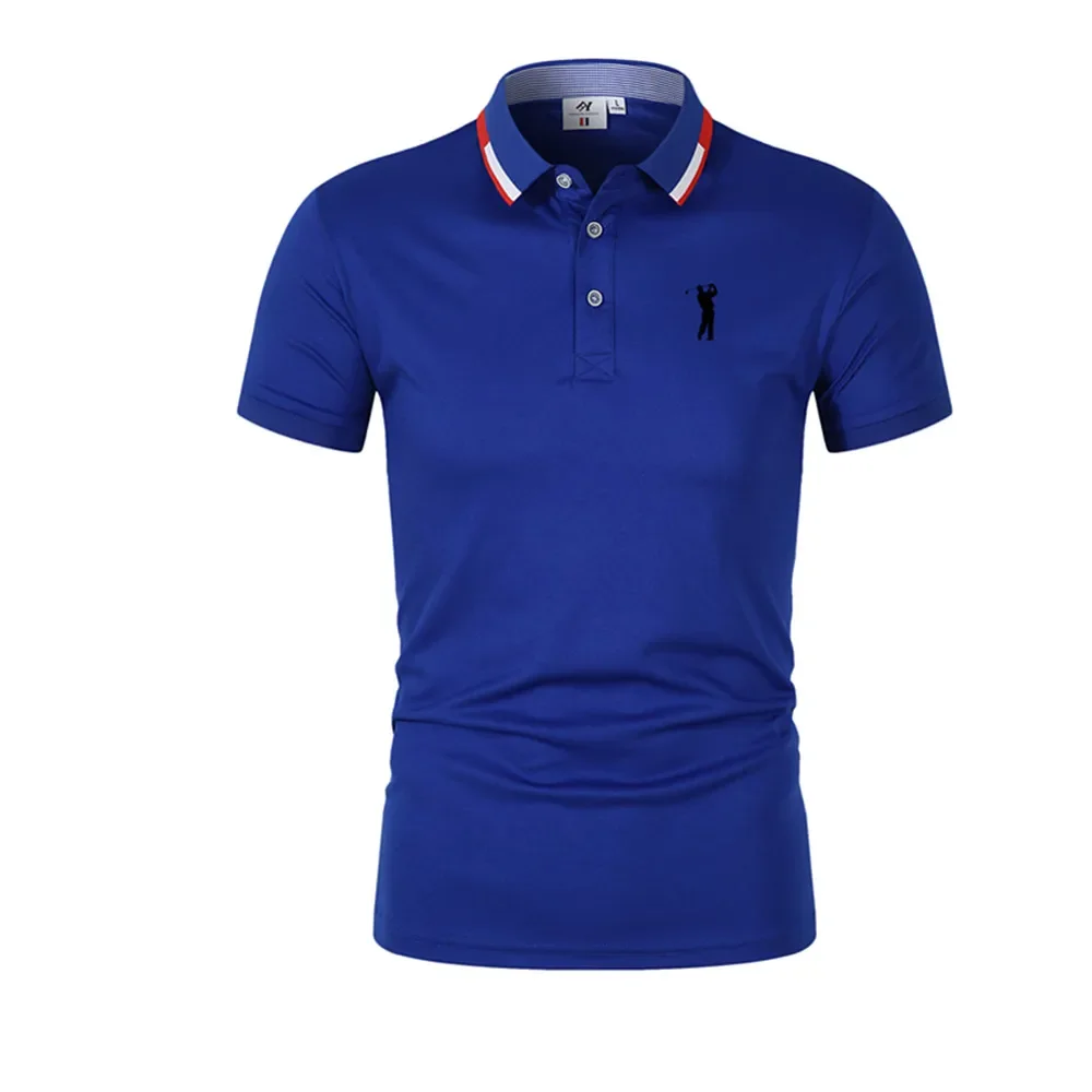 Golf Short Sleeve Polo T-shirt Office Spring Summer Classic Clothing Lapel Man Button Trim POLO Shirts Business And Leisure Tops