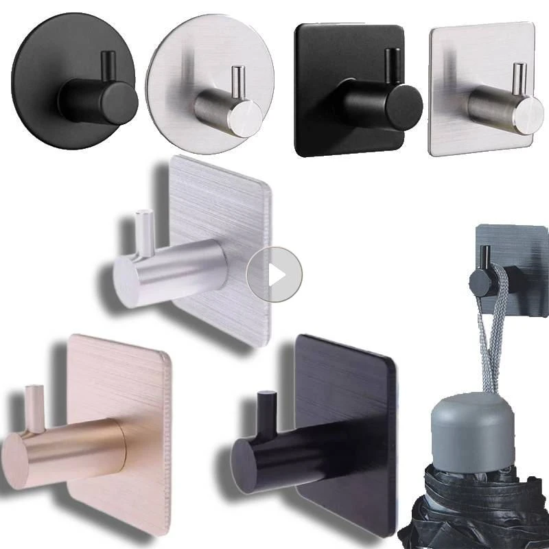 Towel Holder Self Adhesive Hook Stainless Steel Key Holder Wall Coat