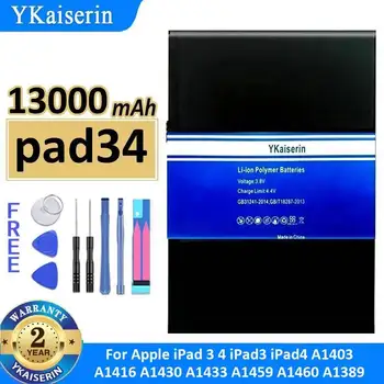 Batteria per tablet pad34 13000mAh per Apple iPad 3 4 iPad3 iPad4 A1403 A1416 A1430 A1433 A1459 A1460 A1389