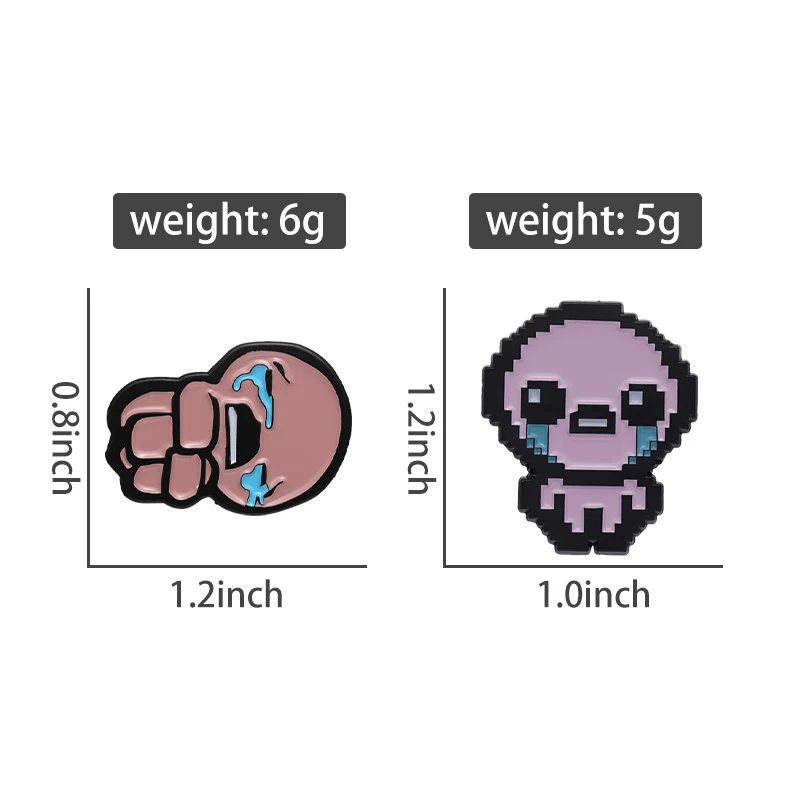 Die Bindung von Isaac Cry Brosche Emaille Pin Custom Retro Cute Pixel Spiel Metall Abzeichen Revers Rucksack Schmuck Geschenk für Kinder Freunde – Detail 1