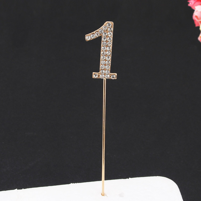 Topper Happy Birthday Party Glitter Alloy Rhinestone 1-9 Number Baby Shower Birthday 1 Year Birthday Digital Diy Cake Decor