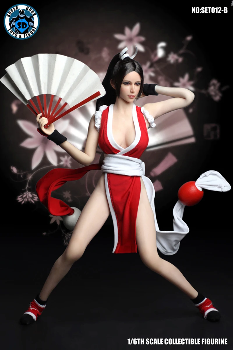 SUPER DUCK SET012 1/6 Scale Female Soldier Cos Clothes Set Goddess Mai Shiranui Dress Suit with Head 12Inch Body S10D Collection