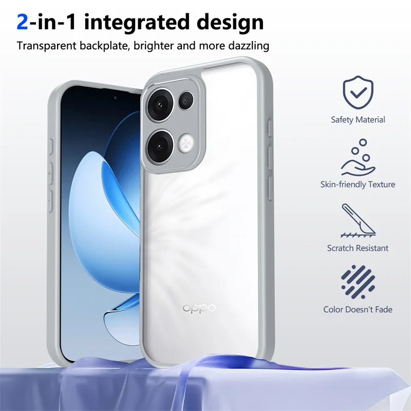 Sleek Plating Silicone Bumper Shockproof Matte Phone Case with Clear Back Cover