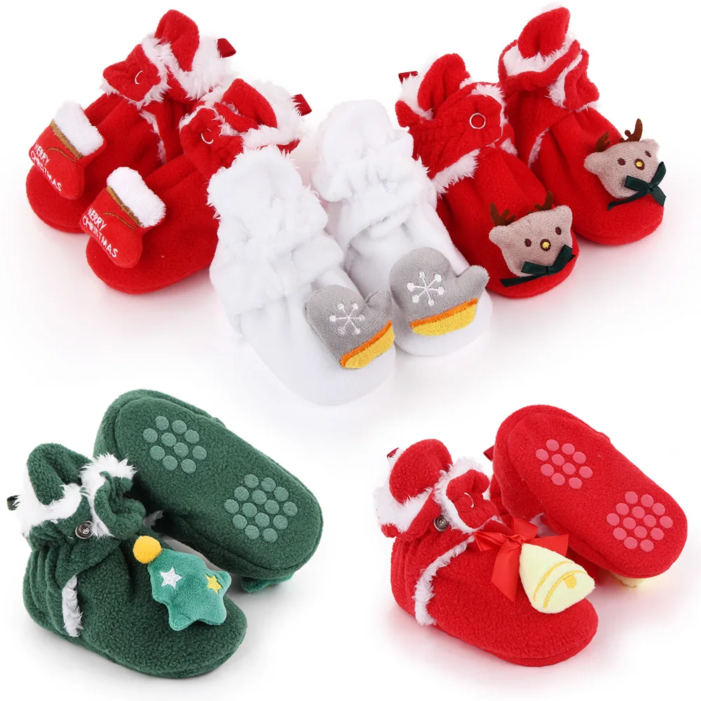 Winter Christmas Snow Boots Cute Cartoon Santa Claus children's Shoes For Baby Boys And Girls Christmas Shoes For 0-18M MR0651