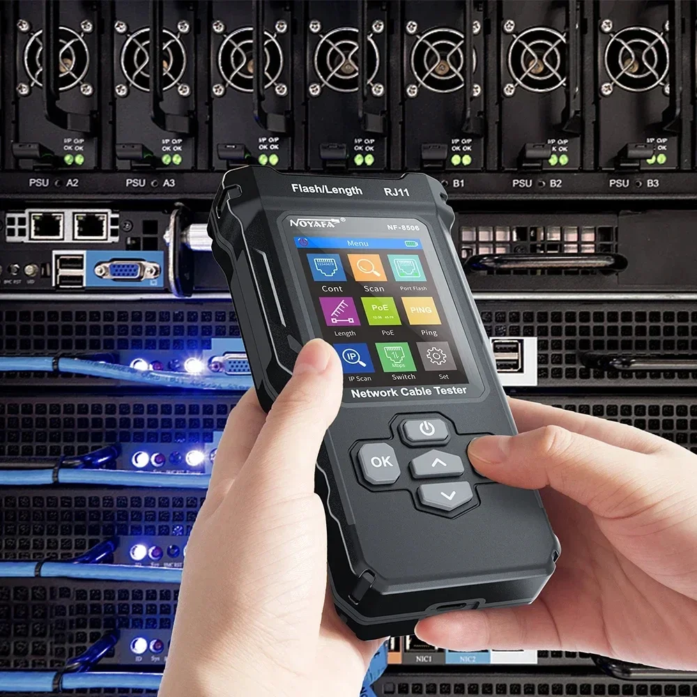 NF8506 Multifunction Ethernet Cable Tester Network Cable Tracker IP Scan Ping Poe Test Wire Continuity Test RJ45 RJ11