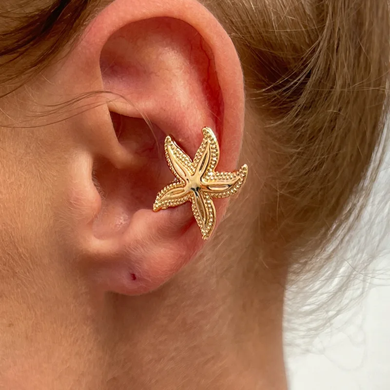 LATS Starfish Shell Flower Clip Earrings