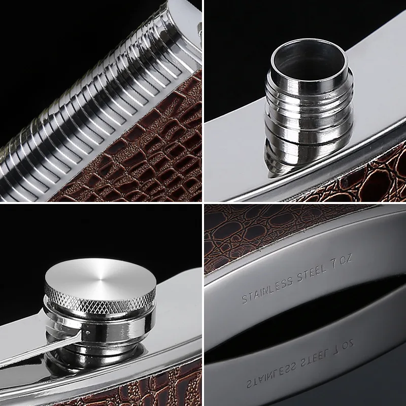 Leather Hip Flask Funnel Wine Pocket Flask 8Oz Pocket Whisky Alcohol Vodka Liquor Bottle Personalized Flaskes Gift Man Flagon