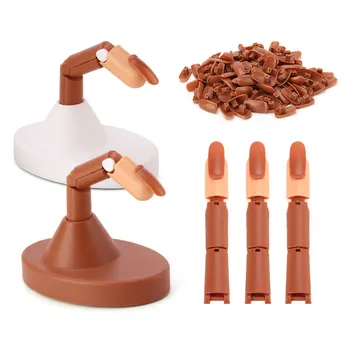 Modello per la pratica delle unghie delle mani per l'addestramento delle unghie con base che mostra scaffale per manicure per principianti Manipolatore per attività Set di pezzi per unghie per dita