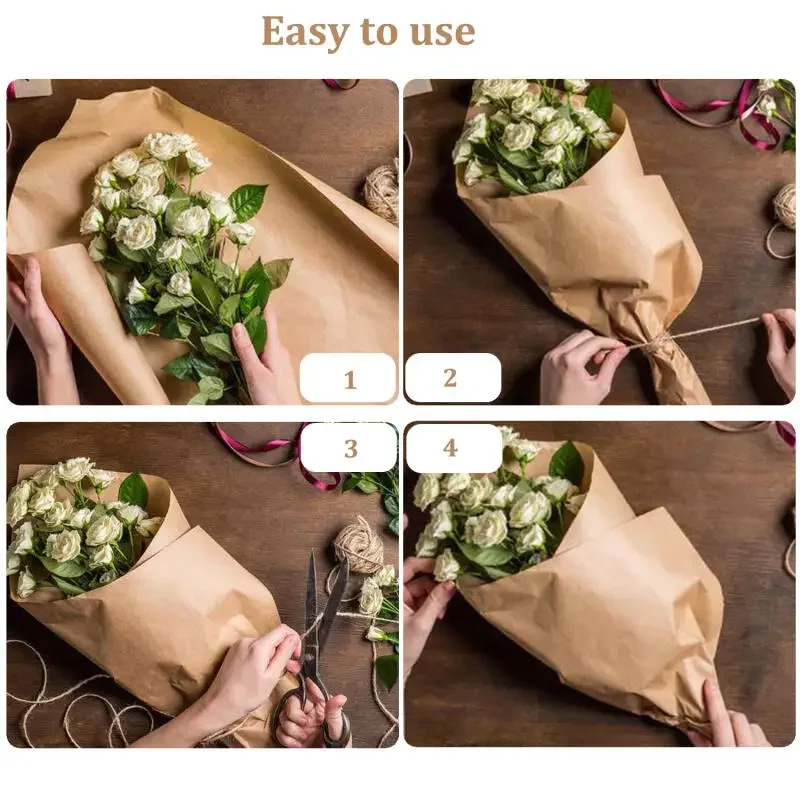 45CM*1000CM 갈색 크래프트 종이 롤 꽃다발 선물 및 DIY 공예 장 다목적 포장지