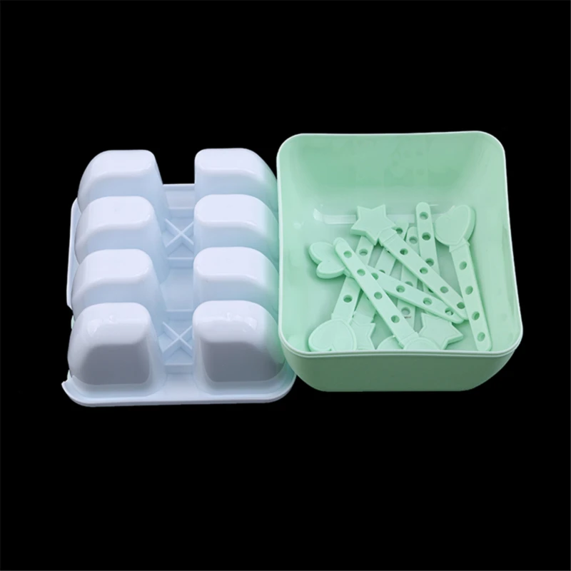 Ice Mold Creative ICE Cream Mold No-toxic Plastic DIY Frozen Popsicles Set Ice Cream Maker Cool Round Square Shape Ice Mould Tool
