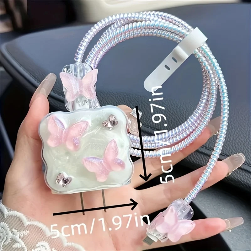 Charger Protector 5pcs Butterfly Charger Protective Case For iPhone 18W/20W Fast Charging Cable Data Anti-break Charger Protective Rope