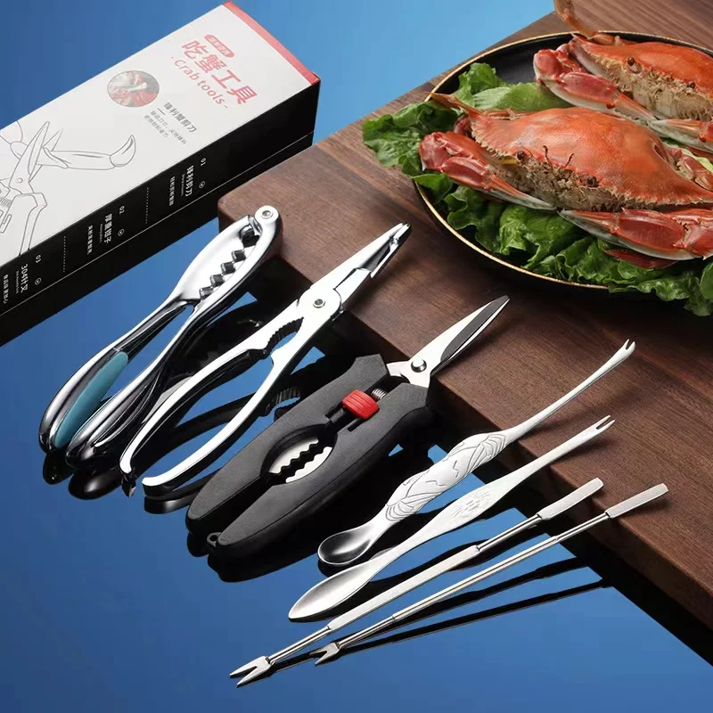 SeafoodToolSetsCrabCrackersPicksSpoonsSetStainlessSteelCrab