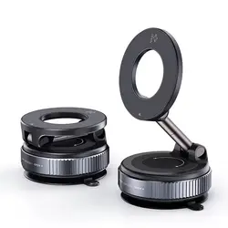 360° Rotatable and Foldable Magnetic Car Phone Holder with Suction Cup (B black)