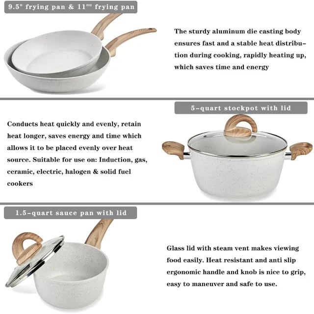 Ecolution Easy Clean Nonstick Cookware Set Dishwasher Safe Kitchen Pots and Pans  Set Comfort Grip Handle Even Heating - AliExpress
