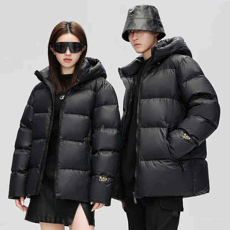 2023 Black gold and white eiderdown down jacket Winter new windproof, warm and thick short down jacket for men and women couples
