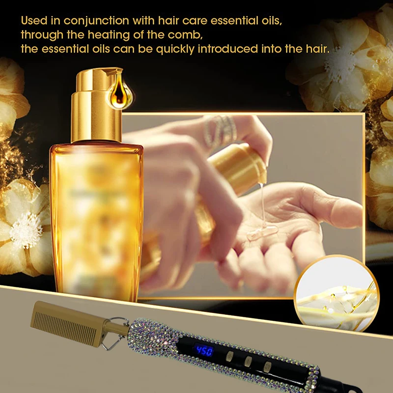 Heating Comb peine caliente alisador de pelo Portable Anti-Scald Comb Beard Press Comb Safety Portable Curling Brush 6