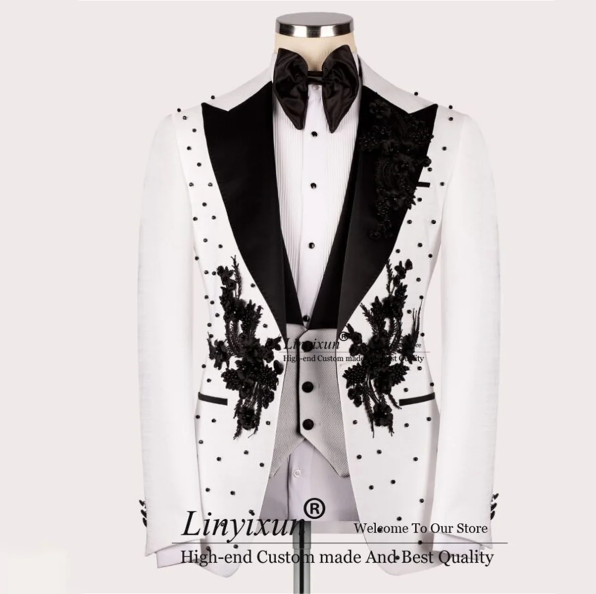 

Роскошный мужской блейзер с бисером, мужские костюмы с аппликацией, блейзер для выпускного вечера, мужские комплекты из 3 предметов, мужские костюмы