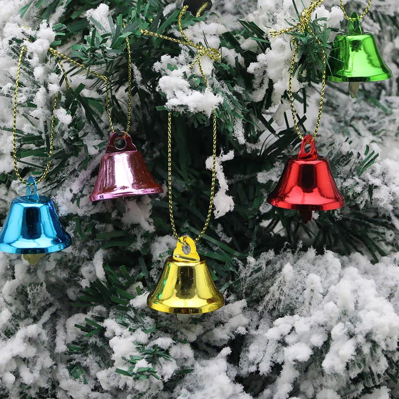 (20pcs/pack) 25mm Colorful Bell Christmas Tree Pendant Holiday Party Decoration Creative Collar Bell DIY Wind Chime Home