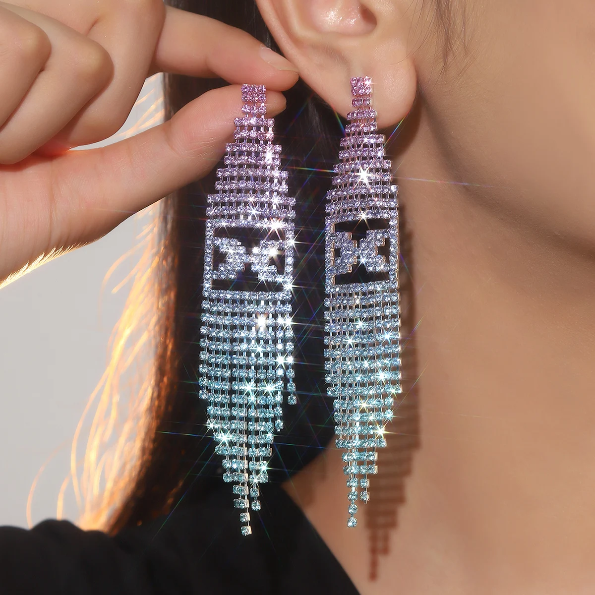 Orecchini Con Strass Pendenti Per Le Donne Orecchini Pendenti In Argento Scintillante Orecchini A Bottone Leggeri Con Nappe Orecchini Con Zirconi Cubi