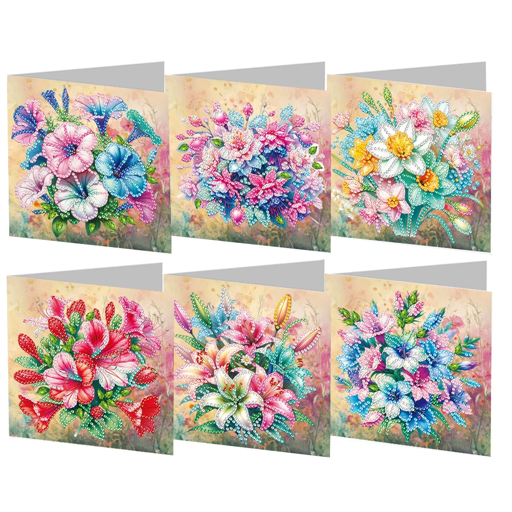 6pcs Diamond Painting Gift Card DIY Diamond Art Greeting Cards Diamond Painting Greeting Thank You Card Arts Crafts for Birthday