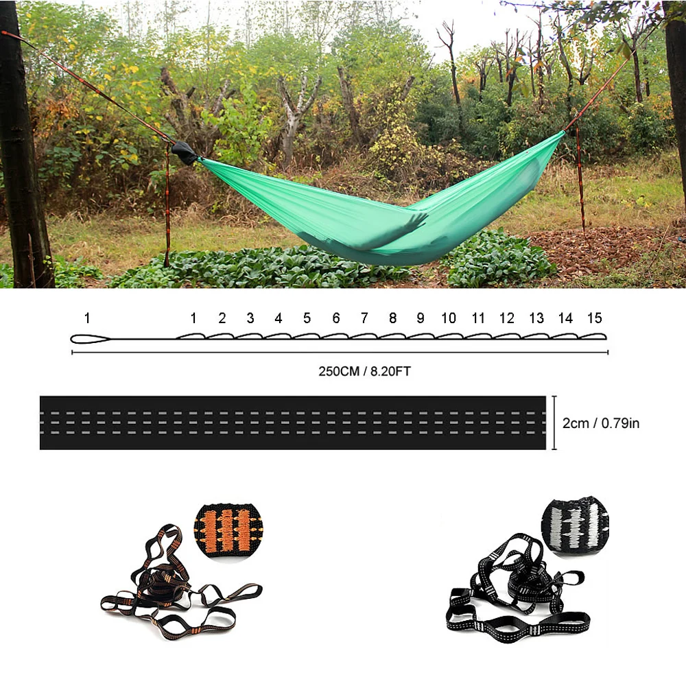2.8M 2 PCS Essential Can Hold 2000kg Out Door Camping Hiking Hammock Hanging Belt Hammock Strap Rope Accessories Load Bind Rope