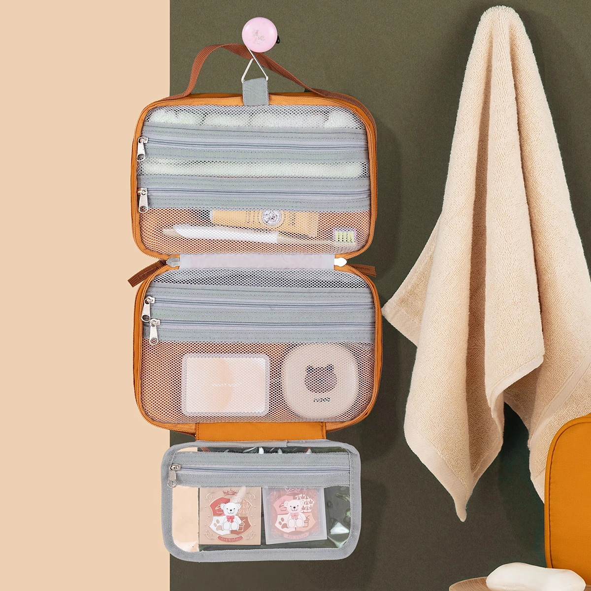 Cosmetic Bag for Women, High-End Portable Large-Capacity Hand-Held Cosmetic Storage Bag, Partitioned Toiletry Bag, Travel Bag for Men