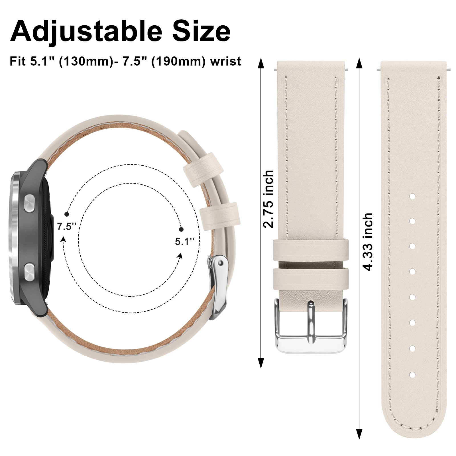 Premium Leather Watch Band - Universal Compatibility, Available in Multiple Sizes