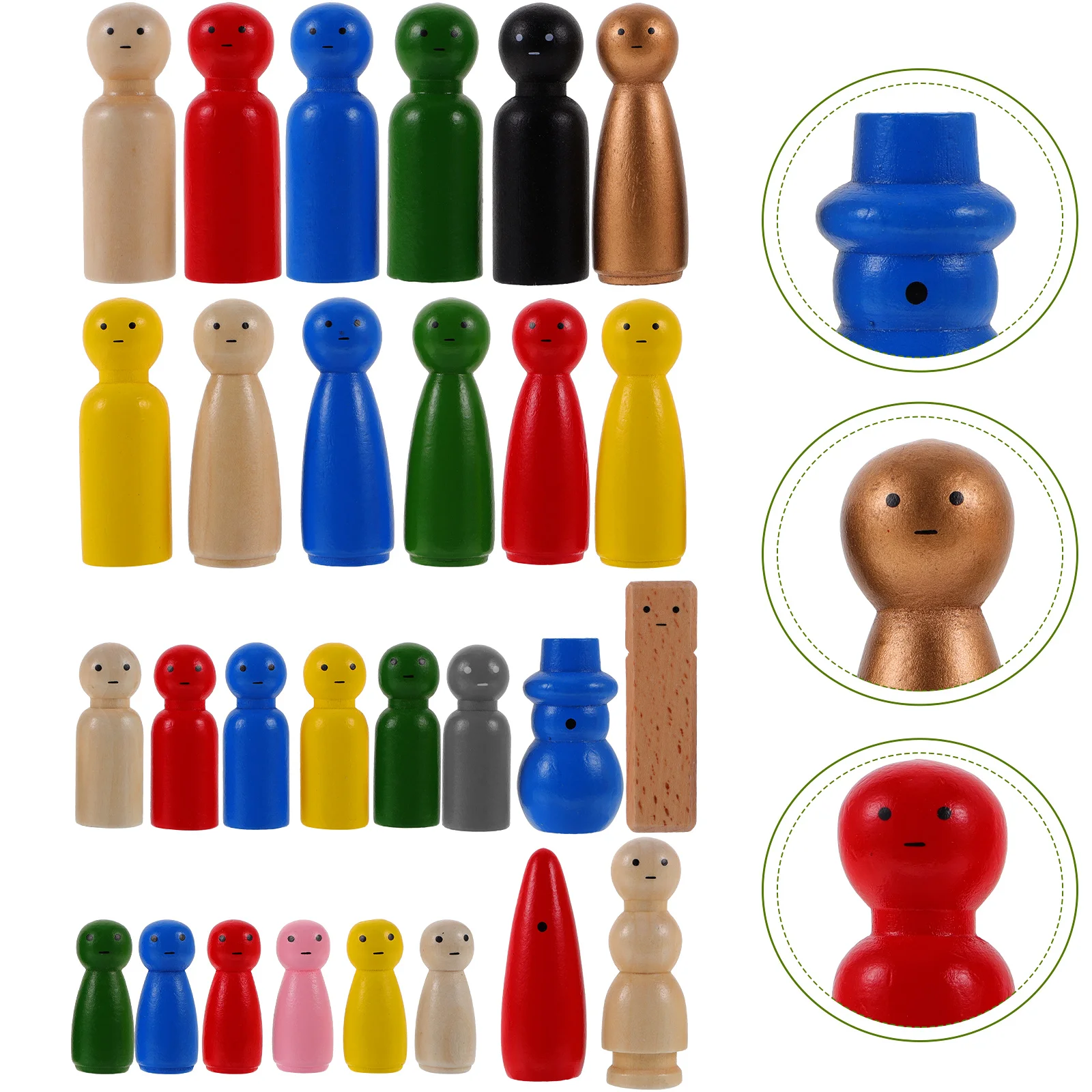 

28 Pcs Wooden Ornaments Childrens Toys Peg Dolls Kids Painting Unfinished Body People