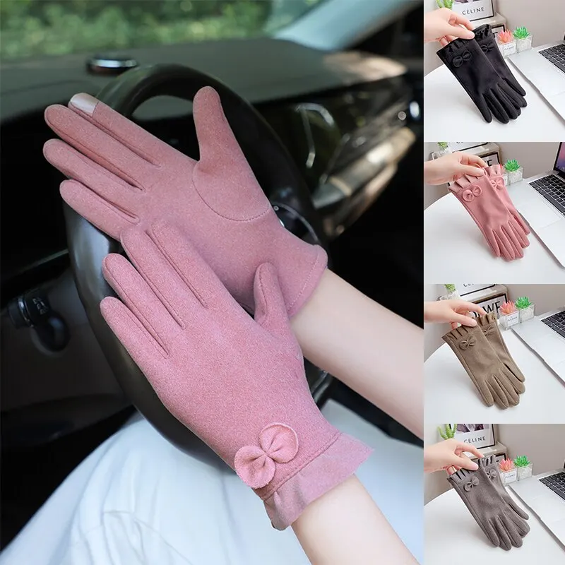 Winter Gloves Womens Winter Warm Gloves Outdoor Thickened Windproof and Cold Resistant Touch Screen Sports Cycling