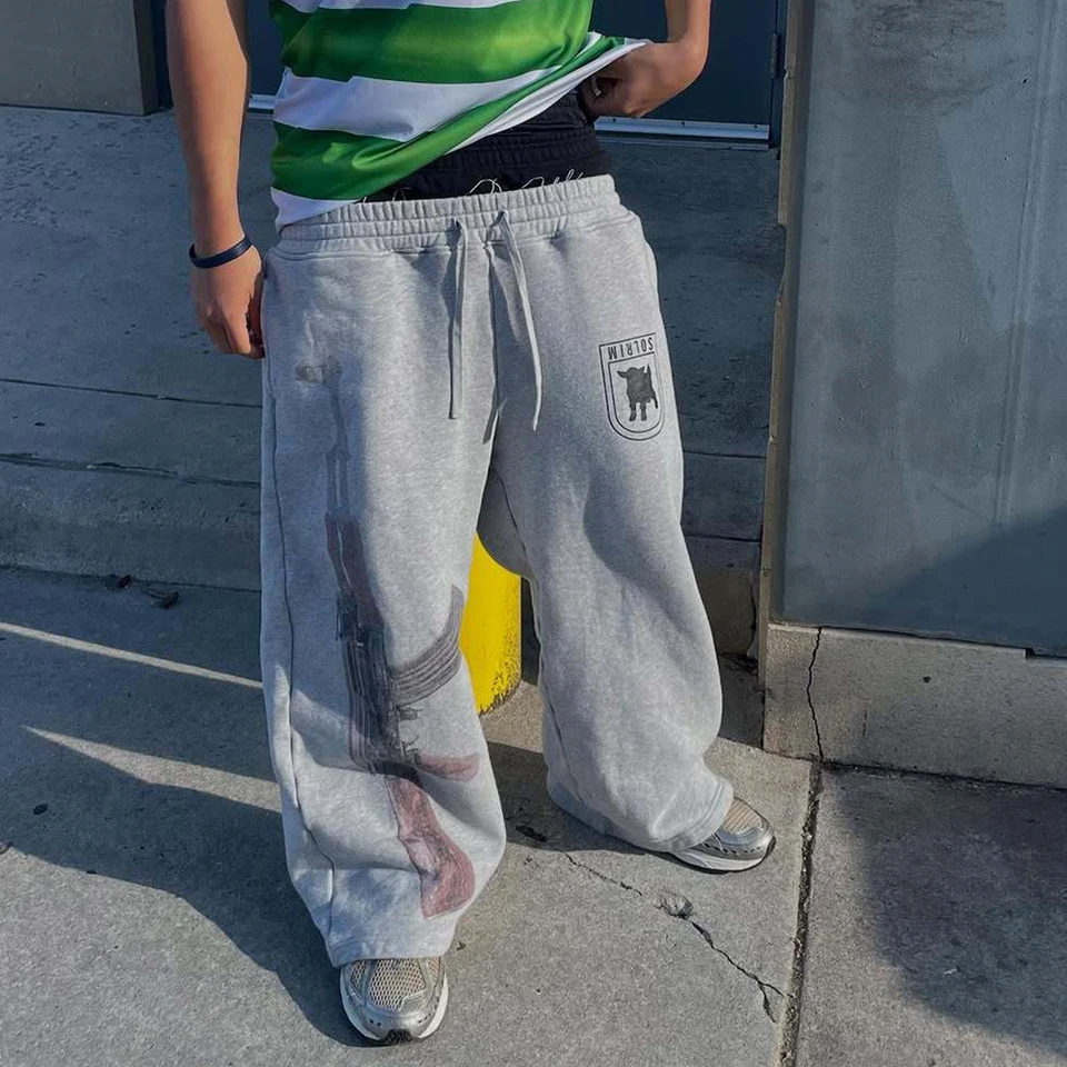 Y2K High-Waisted Printed Embroidered Street Guard Pants