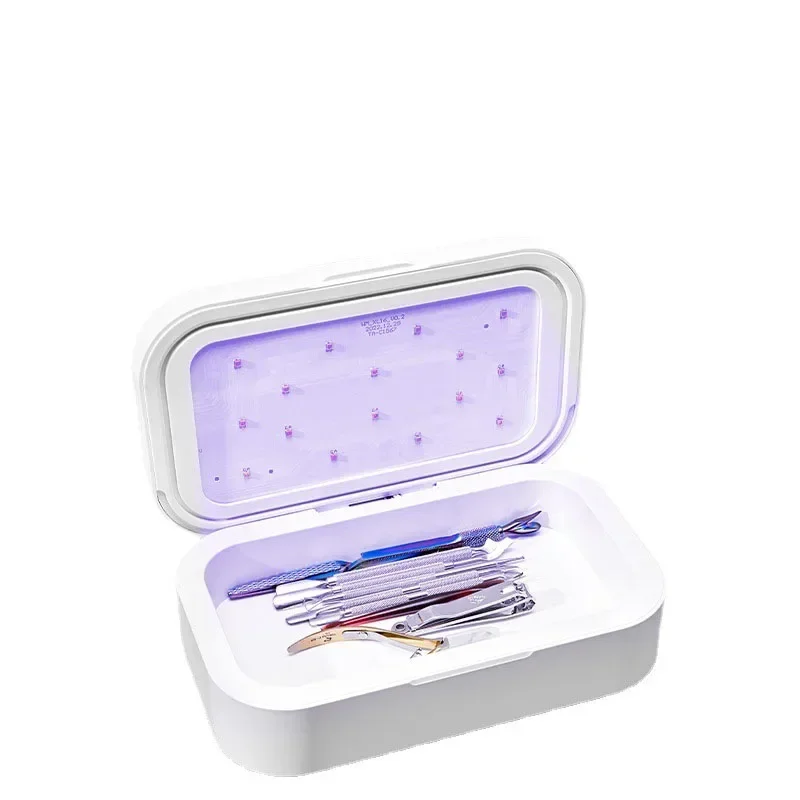 UV Nail Disinfection Box Small And Portable Electric Storage Three-gear Sterilizing Box with16Pcs UVC Light Beads