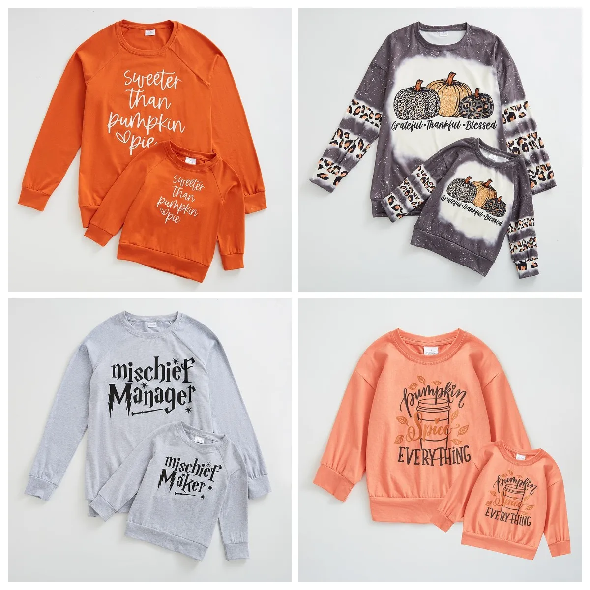Girlymax Fall Thanksgiving Baby Girls Mommy &Me Leopard Pumpkin Pie Thankful Boutique Top T-shirts Kids Clothing Sweatshirts
