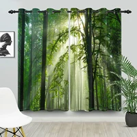 2pcs blackout curtains perforated Polyester sunny forest and natural green space Curtain of bedroom balcony living room curtains 3
