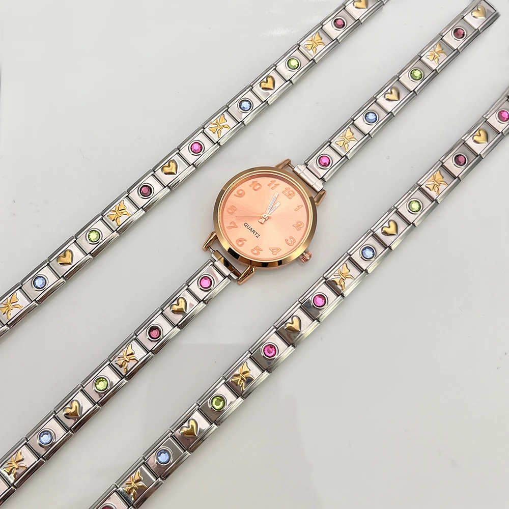 Flower Bowknot Charm Watch Chain Italian Stainless Steel