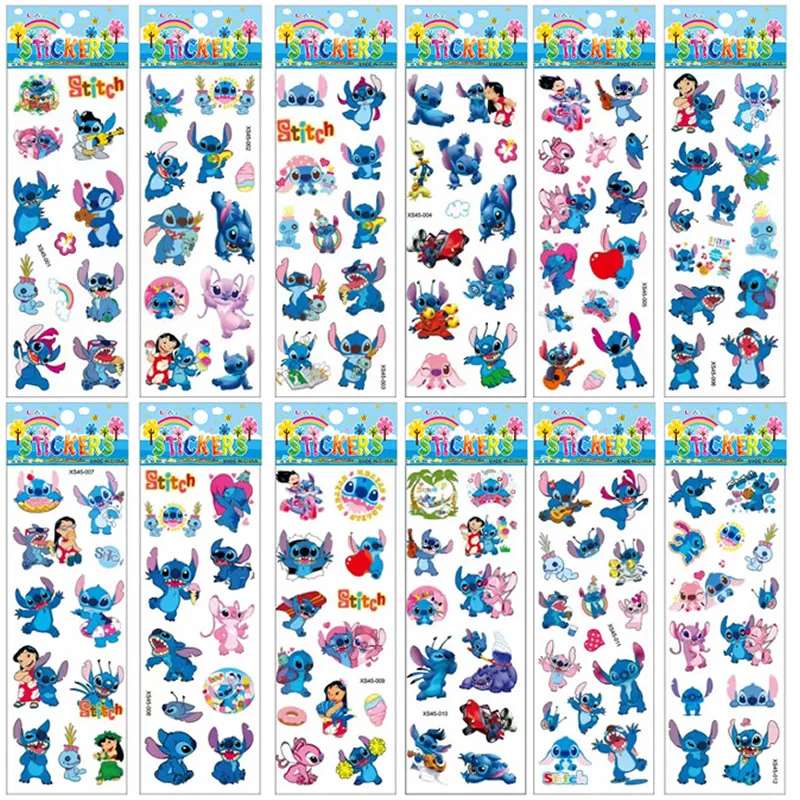 Cartoon Stickers 12pcs Disney Stitch Bubble 3d Puffy Bulk Kids Girl DIY Toy Gift
