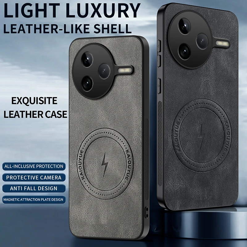 Luxury Magnetic Leather Magsafe Shockproof Case - Premium Plain Protection Cover