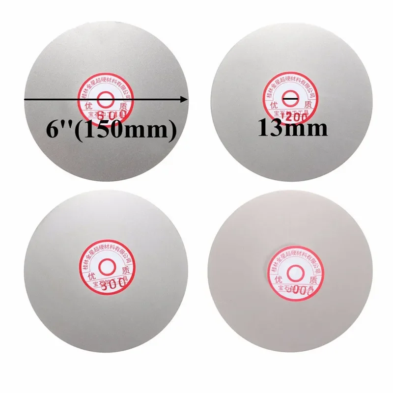 4pcs/set Diamond Polishing Disc 600 800 1200 3000 Grit Lapping Grinding 6" Flat Lap Grinding Wheel Disc Polishing Laps Tool