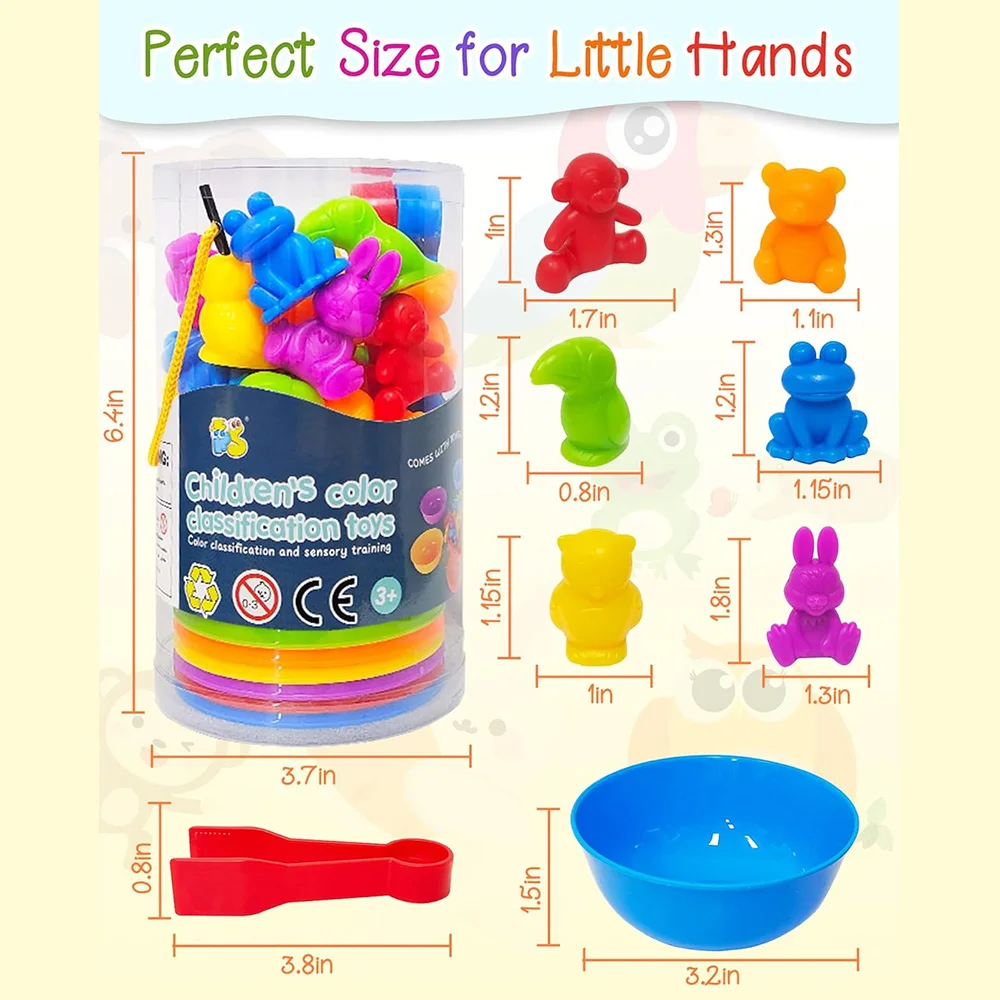 Rainbow Counting Animal Sorting Toys Color Sorting Animal Dinosaur Shape Classification Montessori Sensory Toy Boys Girls Gift