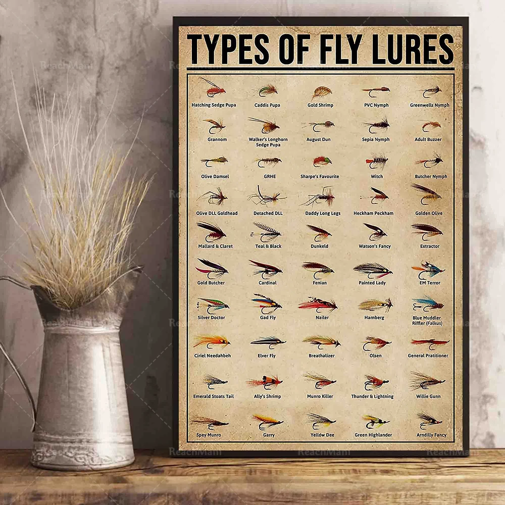 Fly Bait Poster Type, Fly Fishing Poster, Vintage Fly Fishing Art