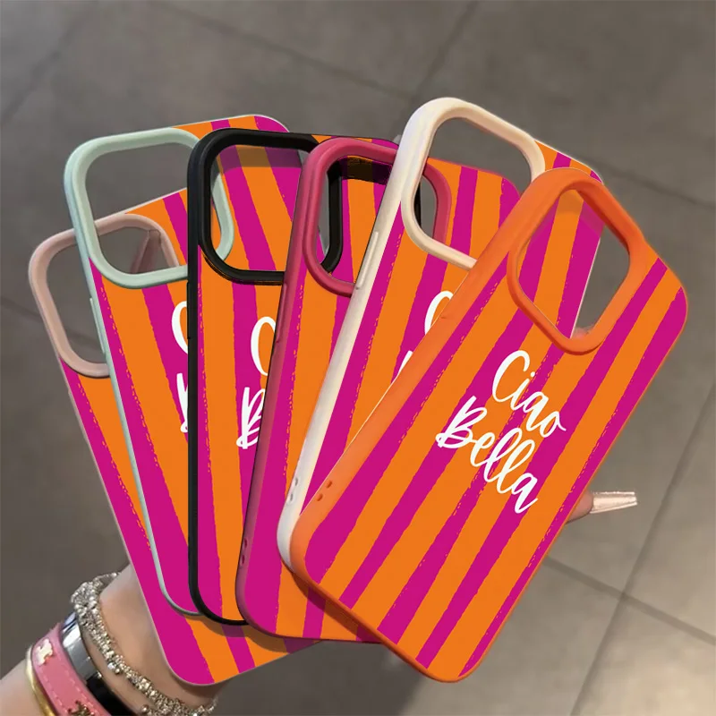 Orange Striped Minimalist Shockproof Soft Phone Case