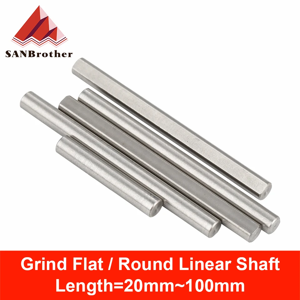 VORON Bearing steel Rod D type shaft Grind Flat Linear Rail Round Customized Length=20mm-100mm Diameter 5mm 3D printer