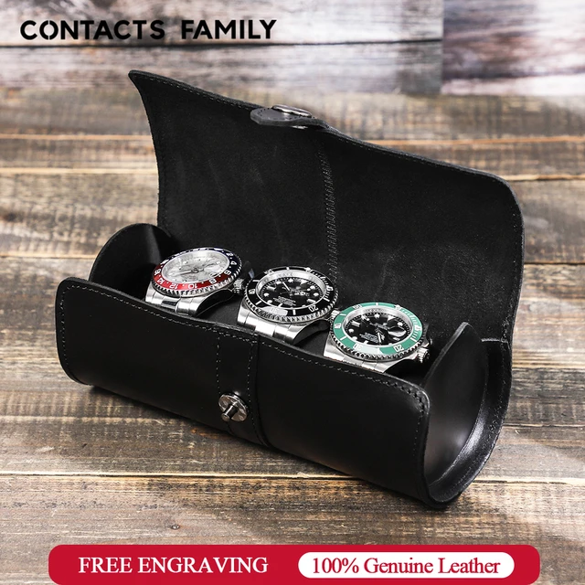 CONTACT'S FAMILY 100% Crazy Horse Leather Watch Roll Display scatola di  immagazzinaggio per orologi porta orologi portatile Vintage per regalo -  AliExpress