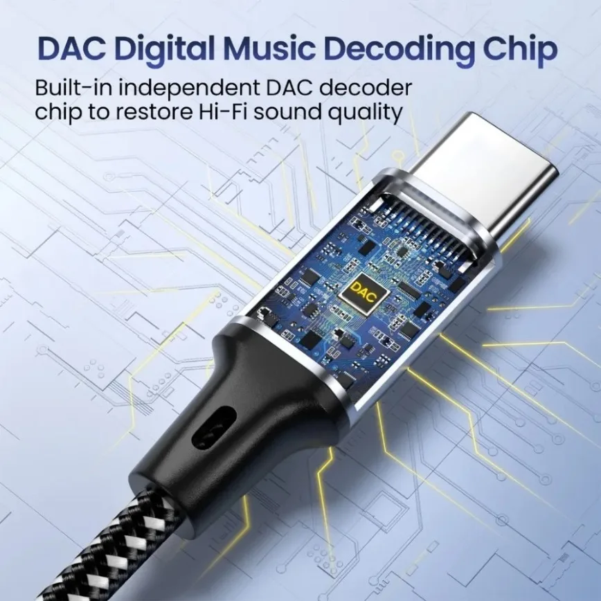 Premium USB-C to 3.5mm Audio Cable - High-Fidelity Sound Adapter for Earphones, Speakers, and Car Stereo (Available in 1m, 1.5m, 2m Lengths)