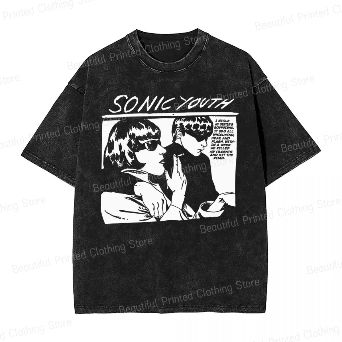 Camiseta de hombre Sonic Youth con estampado divertido de banda musical, camisetas de cuello redondo, transpirables, camisetas divertidas de algodón