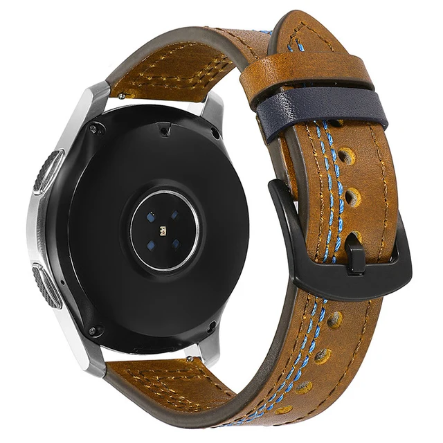 20Leather band for Samsung Galaxy watch 4/classic/Active 2 46mm/42mm/40mm/44mm for bracelet Amazfit GTS 2/3/mini 20mm 22mm strap Brown 2