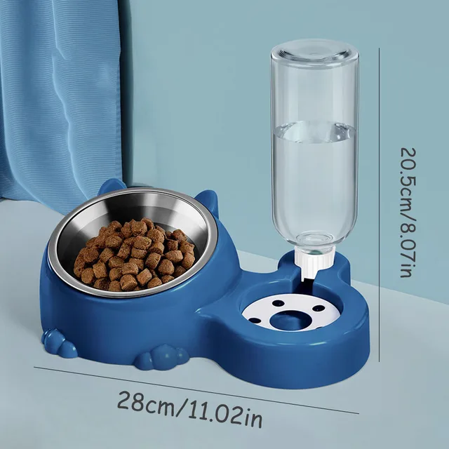 2-in-1 Stainless Steel Pet Bowl - Food & Water Bowl for Kittens, Puppies & Cats, Anti-Spill Feeding Bowl, 5