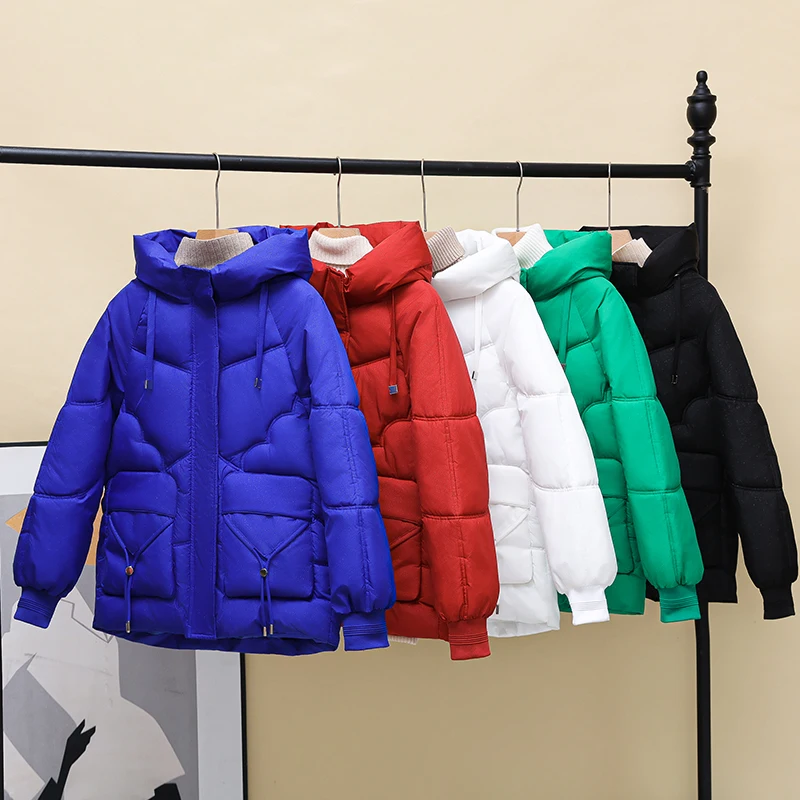 

Winter clothes Women Jacket Coat Parkas Female Down Cotton Hooded Overcoat Thick Warm Jackets Windproof Casual solid pocket Coat