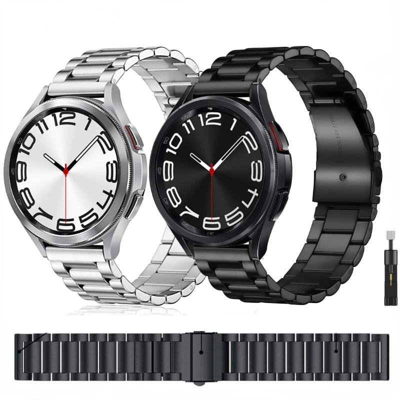Premium Metal Watch Strap Bracelet - Adjustable 20mm & 22mm Bands, Silver Finish