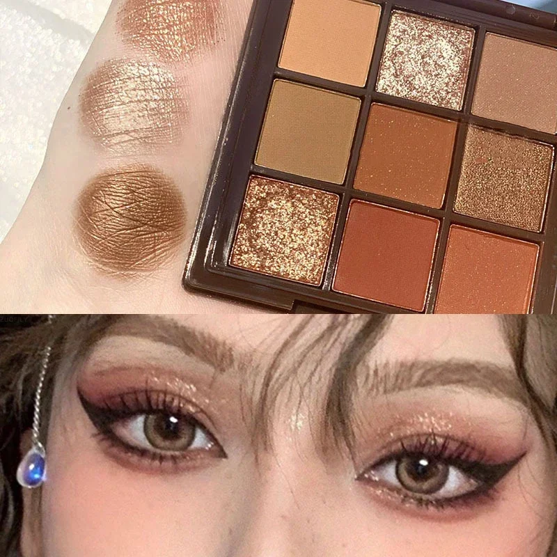 Eye shadow 9 Colors Punk Smokey Matte Glitter Eyeshadow Palette Shimmer Cool Toned Gray Black Pigment eye shadow plate glitter makeup accessories