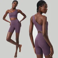Women Summer Short Sportswear Solid Color Two Pieces Fitness Yoga Set Breathable Quick Dry Running Suit Female Workout Clothes - Image 6